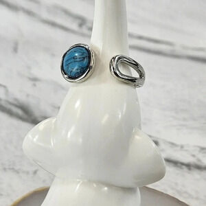 Blue Oval Adjustable Fashion Ring  A22
